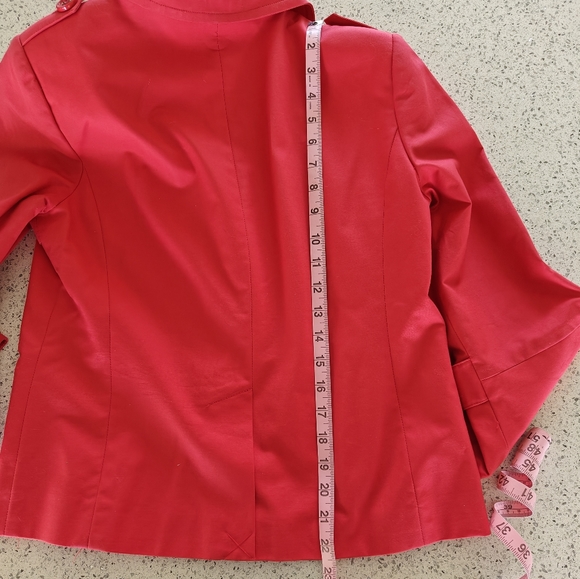 Rafaella Poppy Red Polished Cotton Jacket Size M - Picture 11 of 12